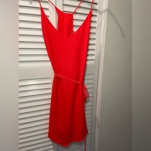 Eight Sixty Vibrant Orange-Red Flirty Mini Spaghetti Strap & Cross back